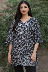 Net & Velvet Embroidered Stitched Shirt