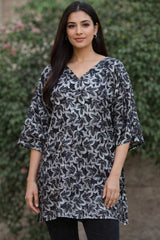 Net & Velvet Embroidered Stitched Shirt