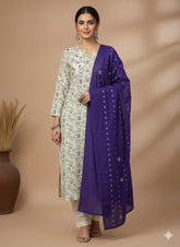 Cambric Khaddar All-Over Two-Piece Suit with Embroidered Dupatta